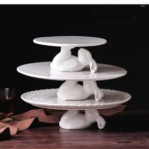 Assiettes White Ceramic Plate Creative Cake Cake Tray Maison Route Fruit Décoration de mariage After