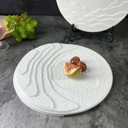 Platos de cerámica blanca, plato occidental para carne, cena, Sushi, Sashimi, disco, postre, plato Dim Sum, vajilla, ensaladera de frutas