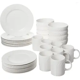 Assiettes ensemble de dîner blanc 32 pièces assiette de cuisine de luxe vaisselle plat en céramique plats à manger ensembles barre à manger maison jardin