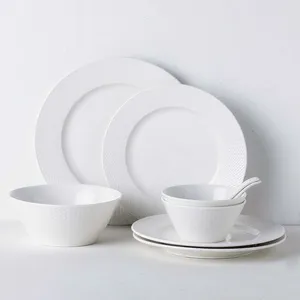 Borden witte luxe bord sets European Style Porcelain Dinner Bowl Combo Aesthetic Pratos de Jantar keukenorganisator GTJ50