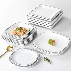 Assiettes blanches Mélamine Table Vole des desserts en plastique carrés Affaires de cuisine maison Ktv Cold