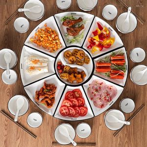 Assiettes couverts en porcelaine blanche ensemble d'assiettes à dîner en céramique créative vaisselle gastronomique plats accessoires de cuisine combinaison cercle