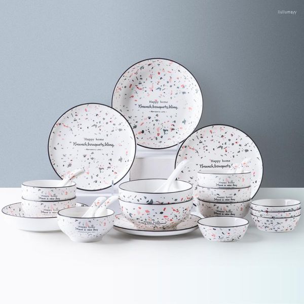 Assiettes en porcelaine blanche, service De table personnalisé, service De table réutilisable, Dessert Pratos De Jantar, organisateur De cuisine GTJ50