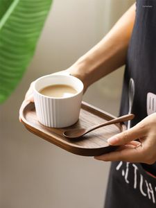 Borden hele hout liefdeskleur ovale vaste pan bord fruitgerechten schotel theesas dessert diner keramische koffiekopje set