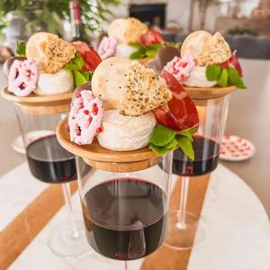 Assiettes à vin topper 4pcs Comesters décoratifs pour les amuse-gueules Round Home Party