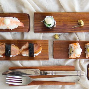 Borden Hout Schotel Bord Dienblad Japans Sushi Ontbijt Dessert Snack Serveren Koffie Thee Servies Houten Gebruiksvoorwerpen