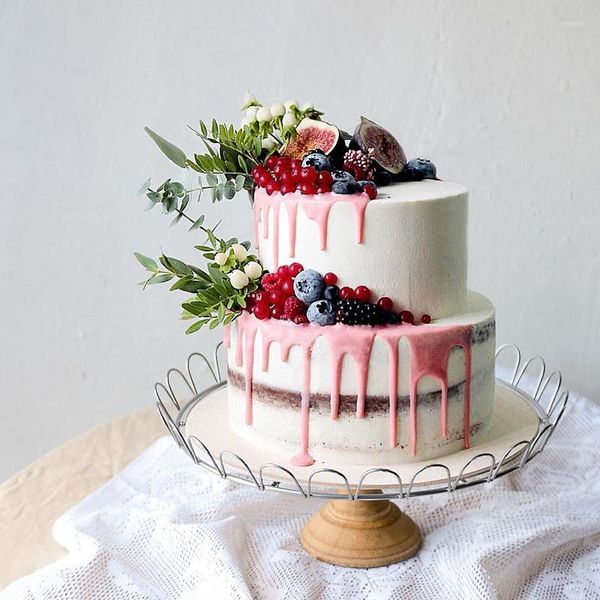 Assiettes Bois Métal Artisanal Piédestal Cake Stand