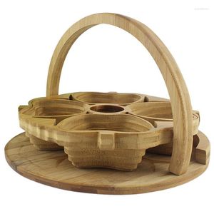 Assiettes En Bois Pliable Plateau De Fruits Secs Maison Salon Petit Rafraîchissement Divisé Nordicc Rack Cuisine Outils