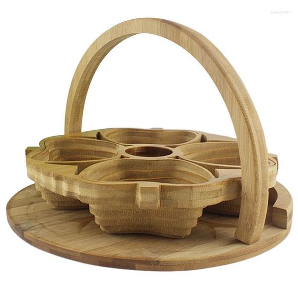 Platos de madera plegable bandeja de frutas secas hogar sala de estar pequeño refresco dividido Nordicc estante herramientas de cocina