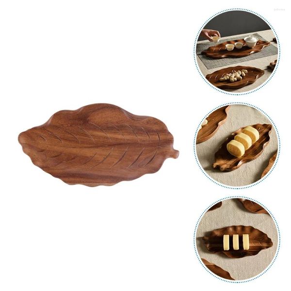 Assiettes palettes en bois décor feuilles assiette bijoux plateau planche bureau forme cuisine fournitures plateaux
