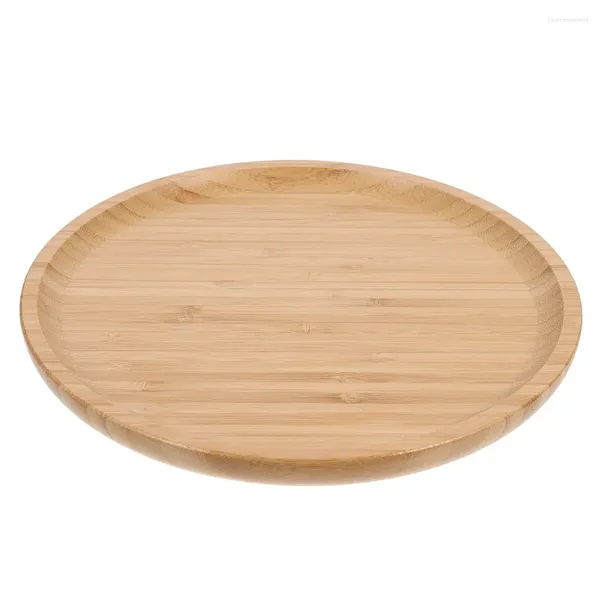 Platos de madera para servir, almacenamiento de frutas de bambú, repostería, platos para aperitivos, bandeja redonda
