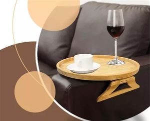 Assiettes en bois canapé plateau bras Clip pliant canapé Table peu encombrant inclinable accoudoir organisateur pour café