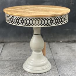 Platen Houten Top Vintage Retro Metalen Ronde Cake Stand Voetstuk