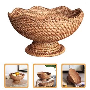 Borden Geweven Mand Rotan Fruitschaal Ronde Decoratieve Dienblad Gedroogde Display Organizer Tafelschalen