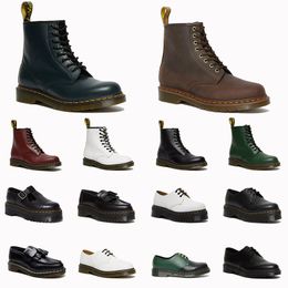 Plataforma Tobillo Dr Botas de diseñador para mujer Mujer Doc Martin Boot Classic 8 Ojos Borla OG 1460 Jadon Cuero liso Nappa AirWair Botines de puntada amarilla Mocasines Zapatos