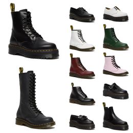 Platform enkelhoge doc martens designer dameslaarzen OG 1460 Jadon glad leer nappa vrouw dr martins AirWair gele steek laarsjes loafers schoenen martin laars