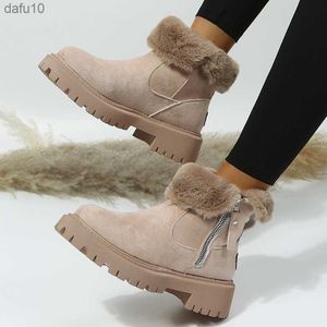 Platform Laarzen 2022 Damesschoenen met Bont Winter Comfortabele Snowboots Brede Kuit voor Dames Lage Enkellaarsjes Luxe Damesschoenen L230704