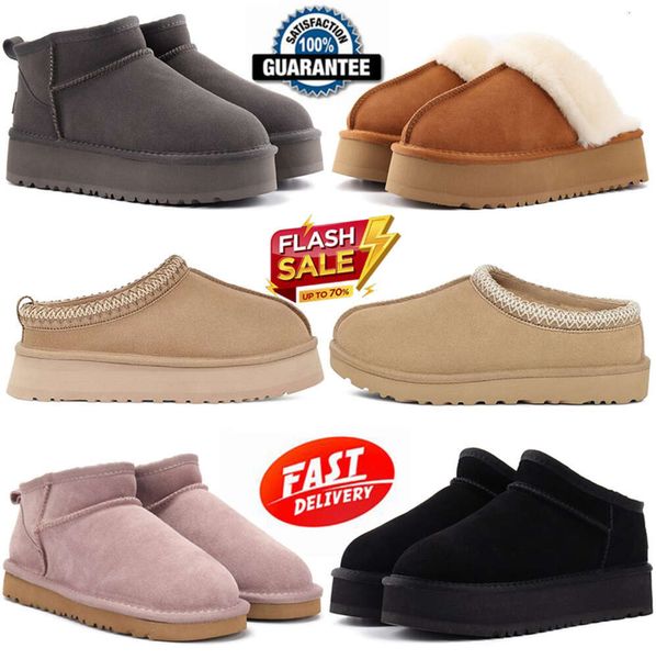 bottes à plateforme Tasman pantoufles Ugglie Tazz classique ultra mini botte australienne châtaigne graine de moutarde fourrure noire hiver neige pour filles enfant en bas âge bébé enfants femmes chaussures GW