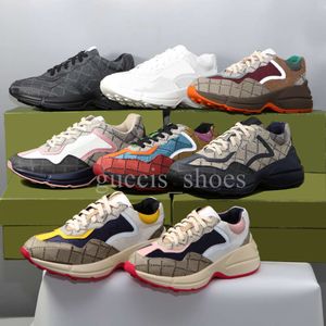 Rhyton Sneakers Designer Zapatos Multicolor Sneakers Beige Men Entrenadores Vintage Chaussures Damas zapatos de cuero casual Tamaño 35-45