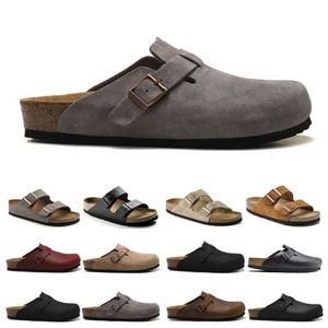 platform ontwerper boston sandalen kurk platte mode lederen dia's casual schoenen klompen voor vrouwen mens arizona mayari klomp gesp riem 36-46