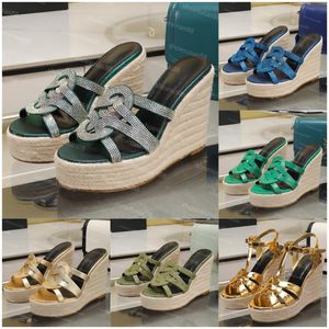 Platform espadrille sandalen ontwerpers wig sandalen vrouwen van topkwaliteit hoge hakken sandaal zomerstrand stroph tudding schoenen