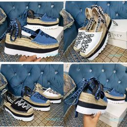 Platform Gaia Espadrilles Stella McCarey Sandales 8cm Cordireuse Fashion Wedge Denim Summer Chaussures 7760 Qualité d'origine