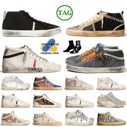 Plate-forme Gold Studs Rose Zebra Designer Casual Chaussures Balle Plate En Daim En Cuir Mid Star Italie Marque Argent Vintage Glitter Baskets À La Main Femmes Hommes Baskets