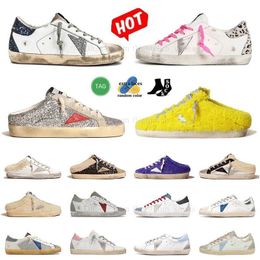 platform golden goos sneaker hoge top casual schoenen old school mid-star bont vuile schoen dupe hi Star Slipper Dames Heren Super sterren Suède Bont Slides Platte loafers