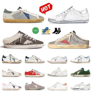 platform gouden schoenen vieze oude sneaker hoge top goldenstar man mid-star bont Pantoffel dupe hallo Ster Wit Zilver Roze Sparkle Suède Platte loafers Bont Slides sportschoenen