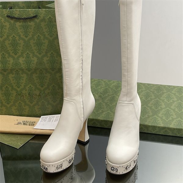 Plateforme High Boot bottes archlight bottes en cuir de veau bottes de créateur pour femmes bottes longues supérieures avec logo de la marque semelle en caoutchouc surdimensionnée bottes au genou bottes de mode 35-42
