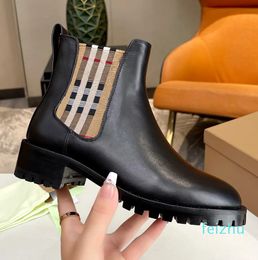 platform lederen leren Chelsea Boots met gekerfde zool zware luxe designer merken schoenen voor dames Knight Boots