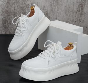 Platform Loafers Designer Breathable verhoogde veter mode flats ronde tenen kleding schoenen mannen comfortabel klein wit sh