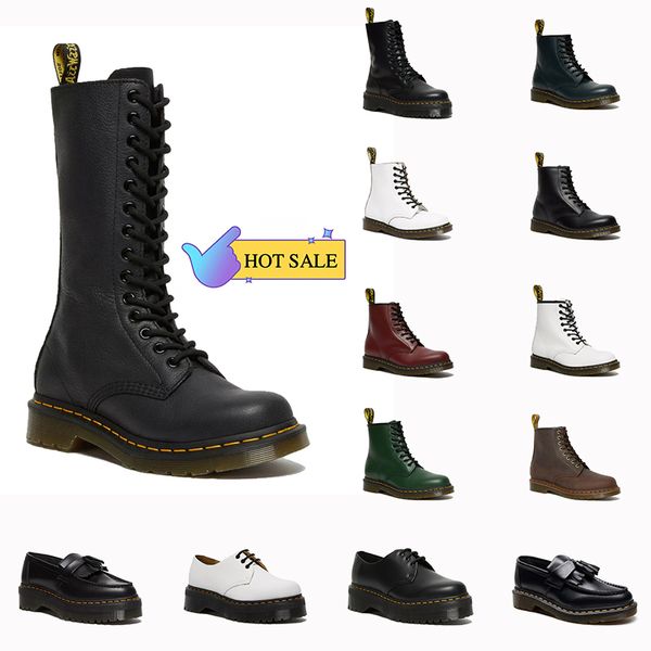 Plate-forme Martin Boot Ankle High Doc Femmes Designer Bottes Chelsea OG Original 1460 Mono Smooth Cuir Nappa Femme dr AirWair Yellow Stitch Booties Mocassins Chaussures