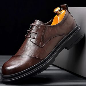 Platform mannen merk hoogwaardige oxford heren casual veter jurk loafers moccasins kantoorschoenen 240106