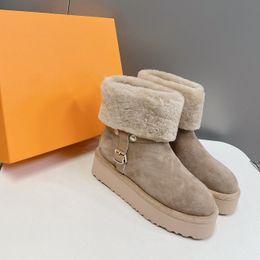 Plataforma Pop Botas para la nieve Botas de esquí Botas cálidas Botas de tobillo con cabeza redonda Zapatos de moda de diseñador de lujo para mujer Tamaño de zapato de fábrica 35-40 con caja