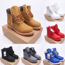 Platform Rubber Herenlaarzen Hout Designer Landschoenen Enkel Denim Klassiek Dames Rood Bruin Zwart Wandelen Werk Motorlaarzen Laars Maten 36-46