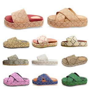 Sandales à plateforme pour femmes, marron, plateforme, toile bleue, talon bas, semelle crantée confortable, arc-en-ciel multicolore