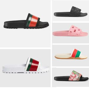 Platform Slides Sandaal ontwerper Floral brocade pantoffels Heren Flat Gear bodems Slippers Gestreepte Womens g Rubber Loafers sliede