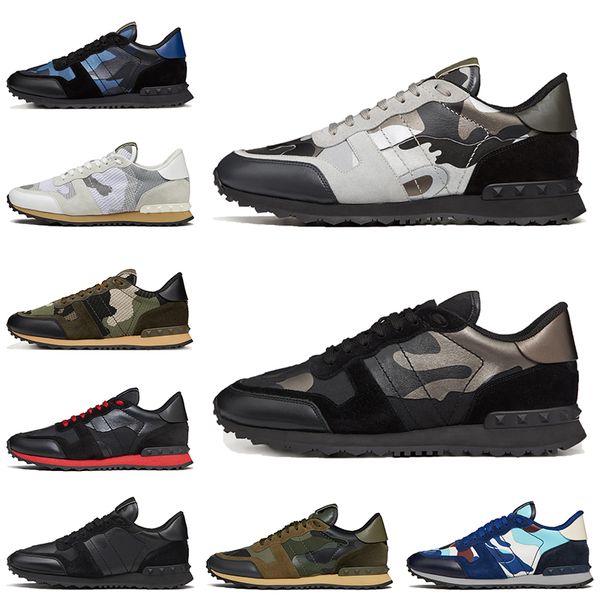 Baskets à plateforme Femmes Hommes Rickrunner Camo Designer Chaussures 2023 Mode Top Cuir Camouflage Semelle extérieure en caoutchouc militaire vert noir rouge blanc gris baskets sport