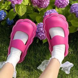 Platform zomermeisjes dikke dikke vrouwen buiten sandalen zoete mary jane glijbanen eva anti-slip home vloer flip flop dames schoenen 230505 95