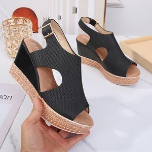 Platform Wedges Sandalen Women Slop High Heel Shoes Back Strap Peep Toe Sandalias Breatable Espadrilles Cut-Out Sandale Femme