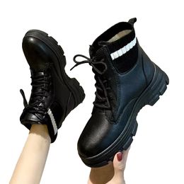 Zapatos de plataforma para mujer, zapatos negros, botas blancas para mujer, botas geniales para motocicleta, zapatillas de cuero, zapatillas deportivas, talla 35-44 s