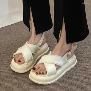Plateforme Femmes Sandales Flats Cozy Chaussures de marche Robe décontractée Slippers 2024 Summer Outdoor Flip Flops Open Toe Mujer glissa 7634