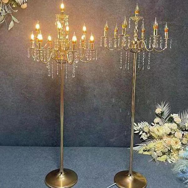 Lampes de Table en cristal plaqué à 10 têtes, pour éclairage routier moderne, accessoires de scène, décoration de fête d'anniversaire et de mariage