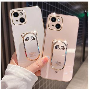 Plating Bear Phone Cases Kickstand Holder Ring Designers pour iPhone 14 Plus Pro Max Luxury Cute Shell iPhone14 13 12 Mini 11 8 7 XR X XS Couverture d'affichage pliante de protection