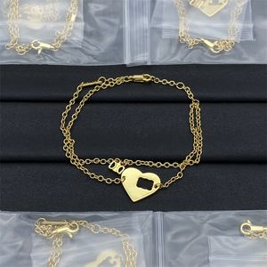 Bracelet coeur en or plaqué évider doubles chaînes bracelet de créateur bijoux pour femmes haut de gamme ne se fanant jamais bracelets personnalité zh186 E4