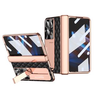 PLATING HARDE CASES VOOR OPPO Zoek N2 Case Pen Slots Leather Stand Hinge Protective Film Scherm Cover