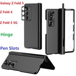 Placage étuis rigides pour Samsung Galaxy Z pli 5 3 pli 4 pli 3 étui fentes pour stylo charnière Protection Film couverture