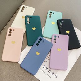 Plating Love Heart Phone Cases voor Samsung Galaxy A52 A72 A51 A71 4G A12 S20 FE S21 Plus Note 20 Ultra ins Stijl Zachte Cover