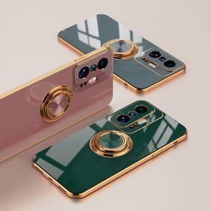 Fundas chapadas de TPU suave para Xiaomi Mi 12 12X 11i 11 Ultra 10 Lite Redmi Note 10 11 Pro + 11T 11S 10T 10S, funda con soporte de anillo magnético